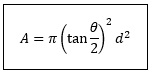 A=pi*[tan(teta/2)^2]*d^2