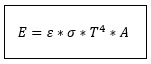 Formula di Stefan-Boltzmann:
E = epsilon * sigma * T^4 * A